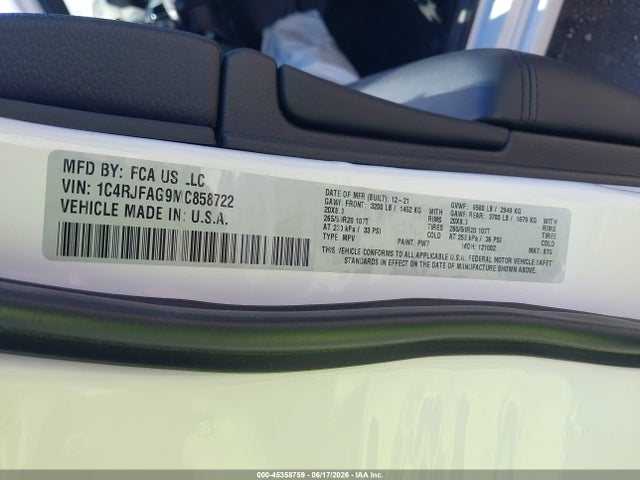 Продаж на аукціоні авто 2021 Jeep Grand Cherokee Laredo X 4x4, vin: 1C4RJFAG9MC858722, номер лоту: 45358759