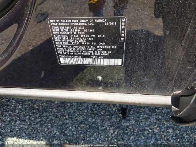 Продаж на аукціоні авто 2018 Volkswagen Atlas 3.6l V6 Sel Premium, vin: 1V2NR2CA2JC555610, номер лоту: 45358762