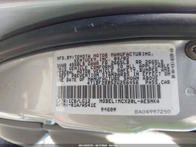 Auction sale of the 2002 Toyota Avalon Xl, vin: 4T1BF28B52U256456, lot number: 45358763