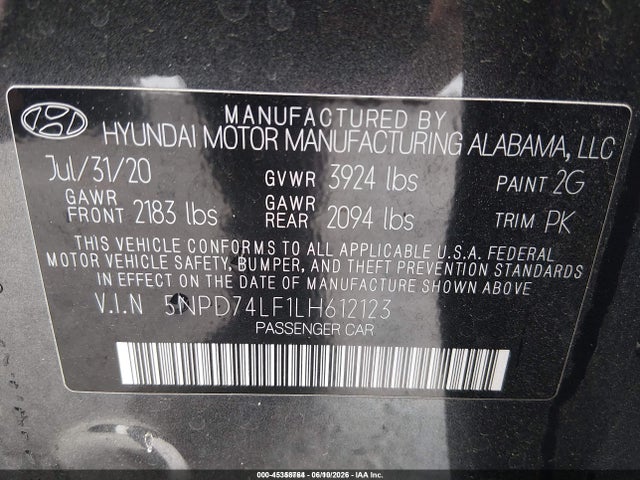 Hyundai ELANTRA SE 2020 5NPD74LF1LH612123 Image 9