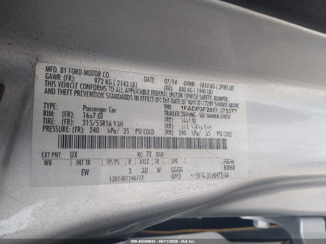 Aukcja sprzedaży 2014 Ford Focus Se, vin: 1FADP3F28EL375377, numer aukcji: 45358842