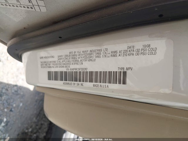 2009 Subaru Outback 2.5i Limited მანქანა იყიდება აუქციონზე, vin: 4S4BP66C397335262, აუქციონის ნომერი: 45358871