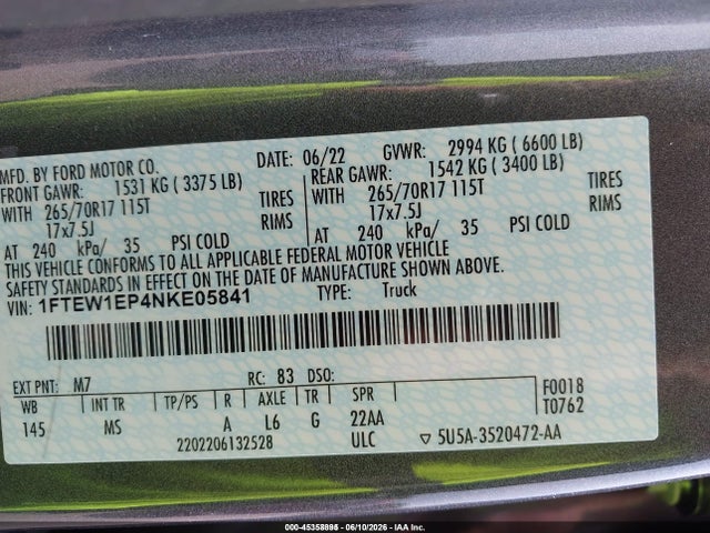 Ford F-150 Xlt 2022 1FTEW1EP4NKE05841 Image 9