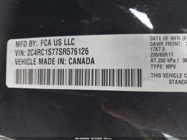 Aukcja sprzedaży 2025 Chrysler Pacifica Hybrid Select, vin: 2C4RC1S77SR576126, numer aukcji: 45358899