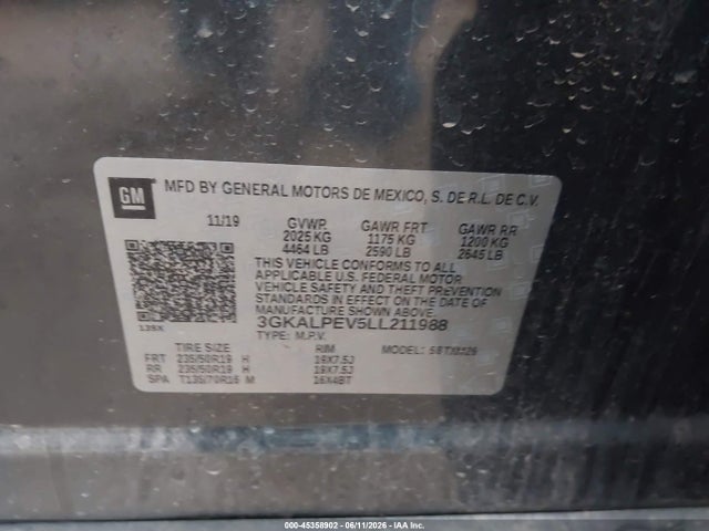 Aukcja sprzedaży 2020 Gmc Terrain Fwd Slt, vin: 3GKALPEV5LL211988, numer aukcji: 45358902