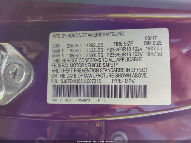 Продажа на аукционе авто 2018 Acura Rdx Technology   Acurawatch Plus Packages/technology Package, vin: 5J8TB4H55JL007316, номер лота: 45358903