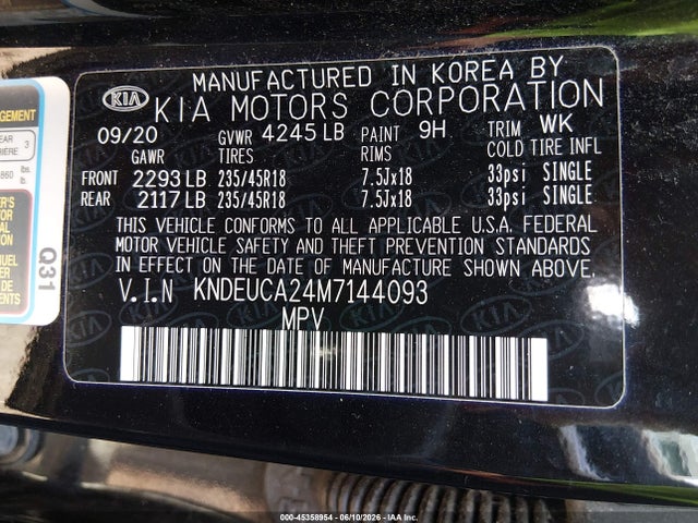 Aukcja sprzedaży 2021 Kia Seltos S Turbo, vin: KNDEUCA24M7144093, numer aukcji: 45358954