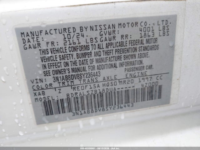 45358981 :رقم المزاد ، 3N1AB8DV8SY236443 vin ، 2025 Nissan Sentra Sr مزاد بيع