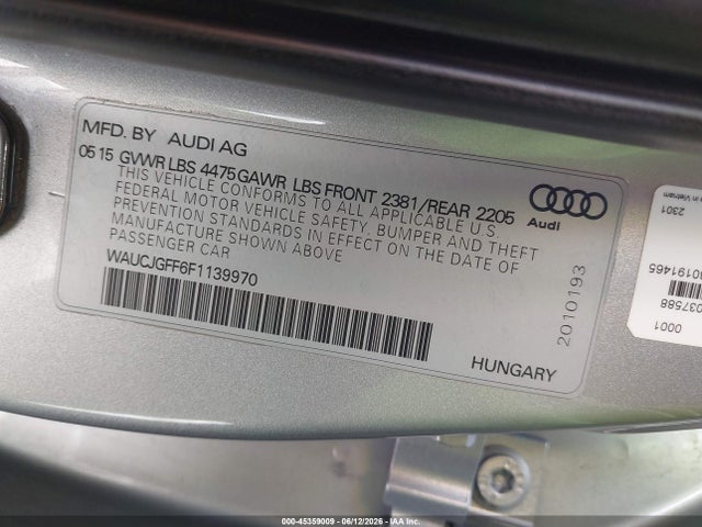 Aukcja sprzedaży 2015 Audi A3 2.0 Tdi Premium, vin: WAUCJGFF6F1139970, numer aukcji: 45359009