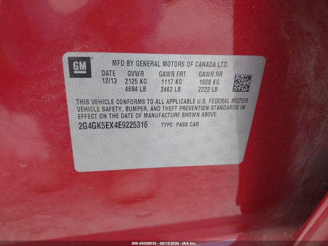 Продажа на аукционе авто 2014 Buick Regal Turbo, vin: 2G4GK5EX4E9225316, номер лота: 45359030