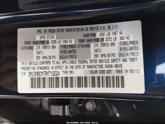 2024 Mazda Cx-30 2.5 S Preferred Package მანქანა იყიდება აუქციონზე, vin: 3MVDMBCM7RM718024, აუქციონის ნომერი: 45359066