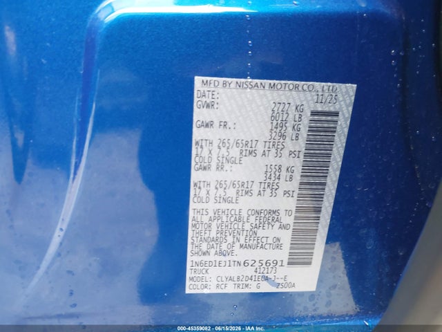 Nissan Frontier Sv 4x2 2026 1N6ED1EJ1TN625691 Image 9