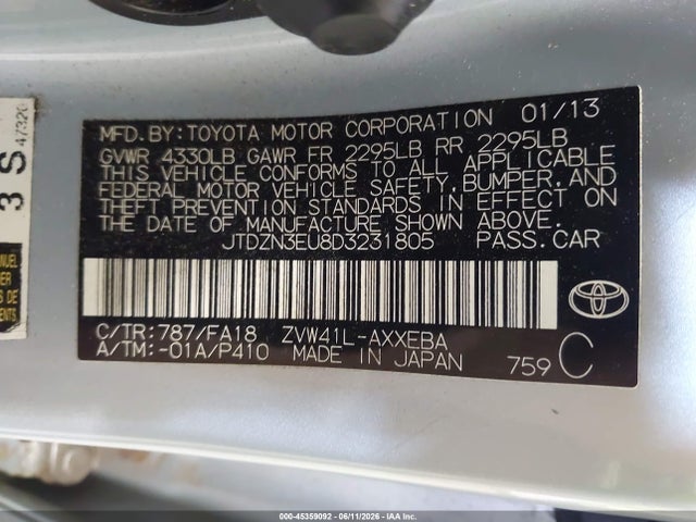 Продаж на аукціоні авто 2013 Toyota Prius V Three, vin: JTDZN3EU8D3231805, номер лоту: 45359092