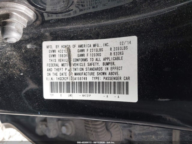 1HGCR2F50EA159749 Honda Accord Sport