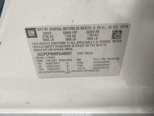 Продаж на аукціоні авто 2015 Chevrolet Silverado 1500 Ls, vin: 3GCPCPEH8FG448567, номер лоту: 45359142
