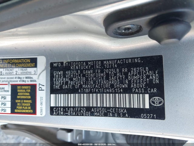 Toyota CAMRY SE 2015 4T1BF1FK1FU485154 Image 9