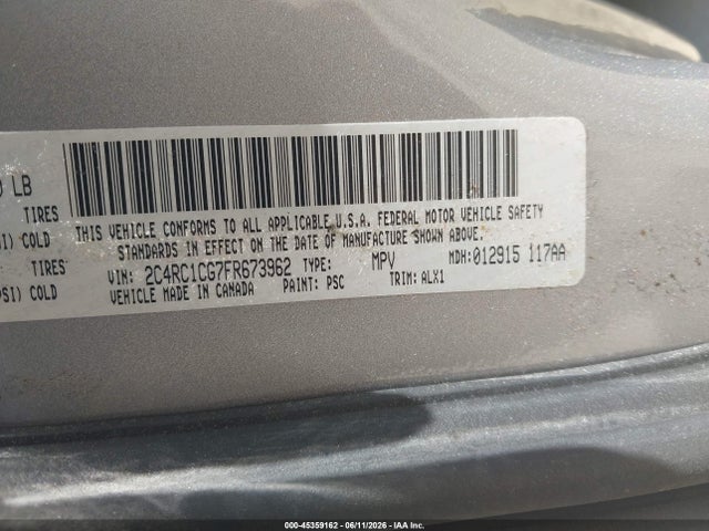 Aukcja sprzedaży 2015 Chrysler Town & Country Touring-l, vin: 2C4RC1CG7FR673962, numer aukcji: 45359162