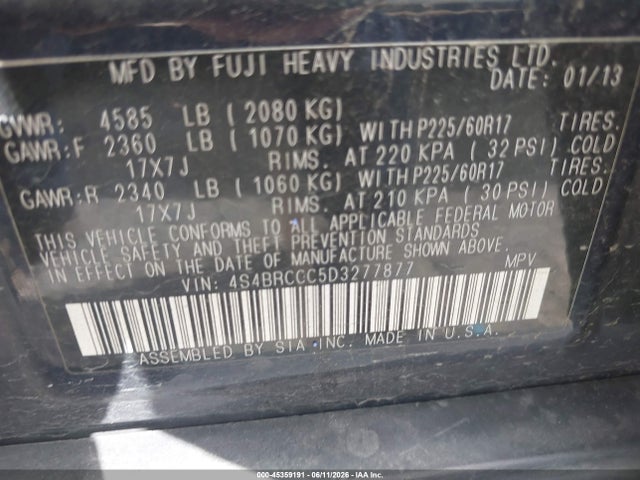 Aukcja sprzedaży 2013 Subaru Outback 2.5i Premium, vin: 4S4BRCCC5D3277877, numer aukcji: 45359191