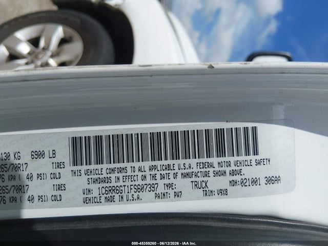 2015 Ram 1500 Slt მანქანა იყიდება აუქციონზე, vin: 1C6RR6GT1FS607397, აუქციონის ნომერი: 45359260