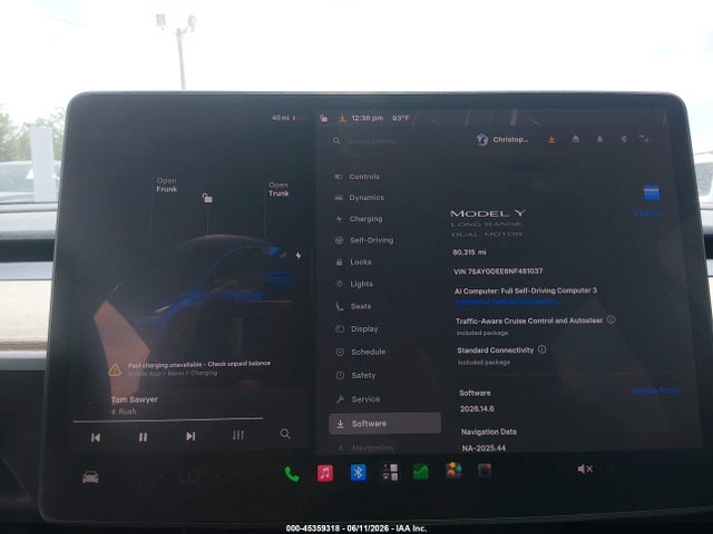 Aukcja sprzedaży 2022 Tesla Model Y Long Range Dual Motor All-wheel Drive, vin: 7SAYGDEE6NF481037, numer aukcji: 45359318