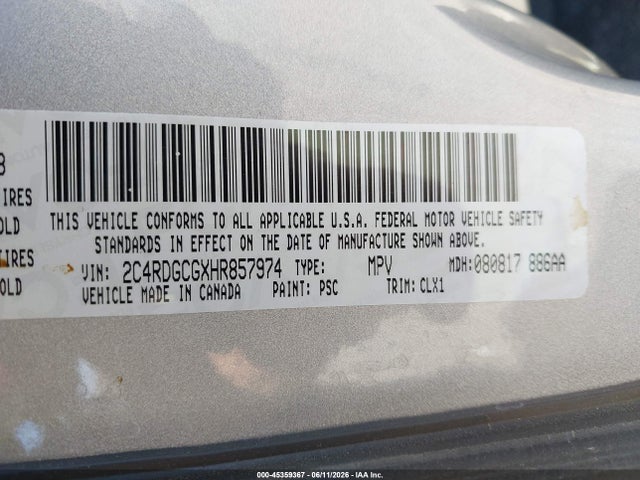 Dodge Grand Caravan Sxt 2017 2C4RDGCGXHR857974 Image 9