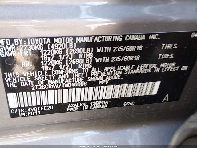 2T36CRAV7TW040088 Toyota Rav4 Xle Premium
