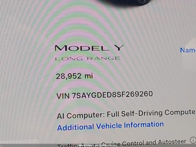 Aukcja sprzedaży 2025 Tesla Model Y Long Range Dual Motor Rear-wheel Drive, vin: 7SAYGDED8SF269260, numer aukcji: 45359391