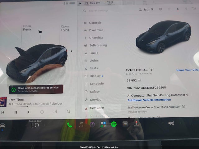 Aukcja sprzedaży 2025 Tesla Model Y Long Range Dual Motor Rear-wheel Drive, vin: 7SAYGDED8SF269260, numer aukcji: 45359391