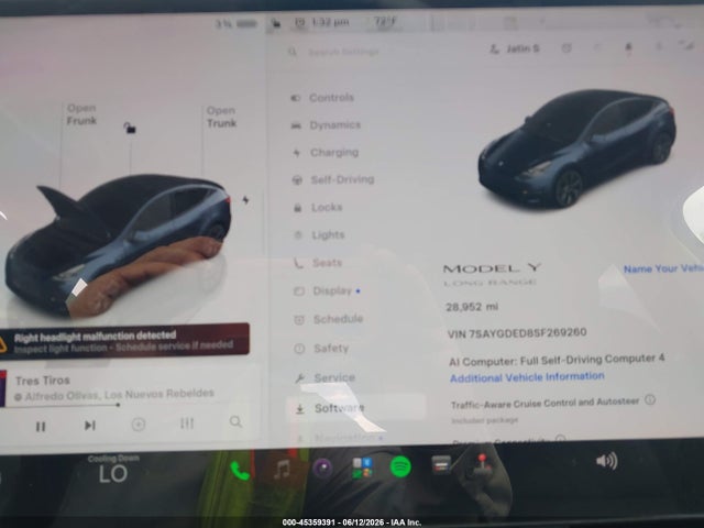 7SAYGDED8SF269260 Tesla Model Y Long Range Dual Motor Rear-wheel Drive