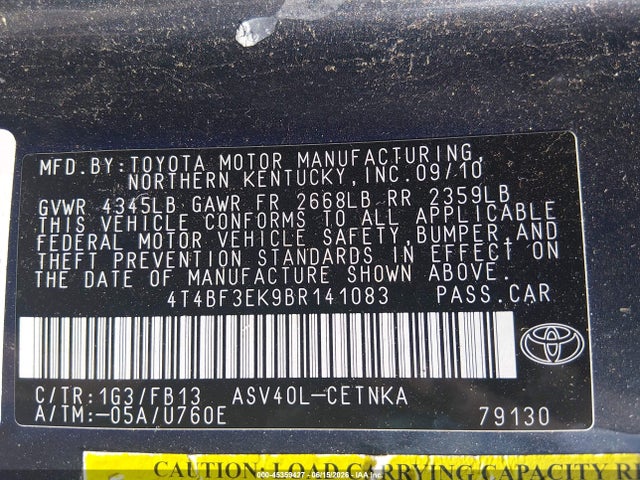 Aukcja sprzedaży 2011 Toyota Camry Le, vin: 4T4BF3EK9BR141083, numer aukcji: 45359427