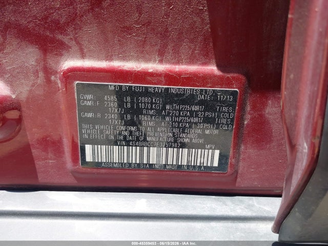 45359453 :رقم المزاد ، 4S4BRBCC7E3257982 vin ، 2014 Subaru Outback 2.5i Premium مزاد بيع
