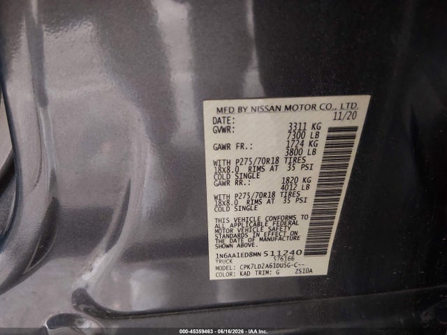 1N6AA1ED8MN511240 Nissan Titan Pro-4x 4x4
