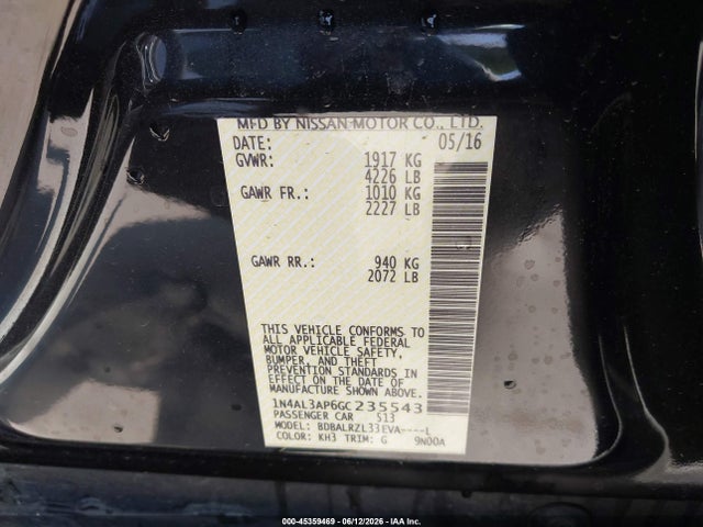 Nissan Altima 2.5 Sl 2016 1N4AL3AP6GC235543 Image 9