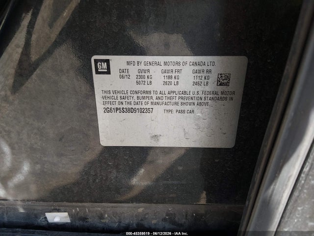 Продаж на аукціоні авто 2013 Cadillac Xts Luxury, vin: 2G61P5S38D9102357, номер лоту: 45359519