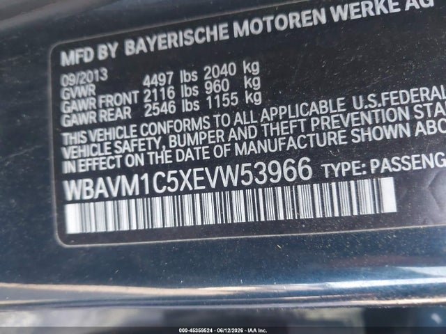 Aukcja sprzedaży 2014 Bmw X1 Sdrive28i, vin: WBAVM1C5XEVW53966, numer aukcji: 45359524