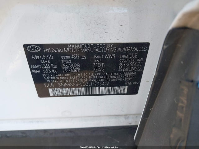 Hyundai Santa Fe Limited 2020 5NMS53AD2LH235419 Image 9