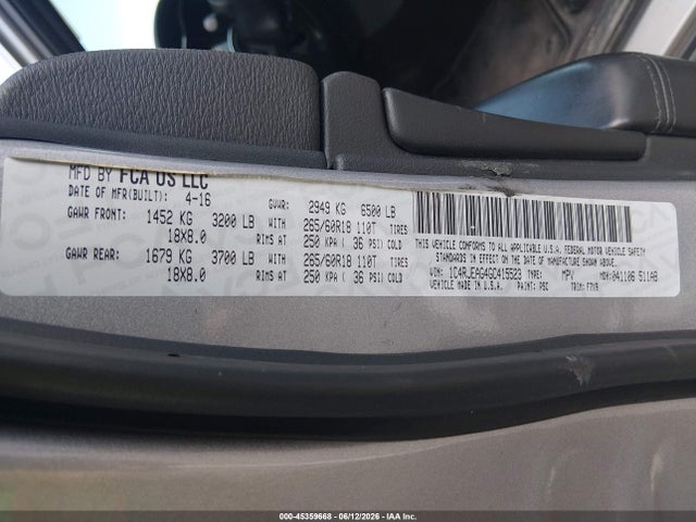 1C4RJEAG4GC415523 Jeep Grand Cherokee Laredo