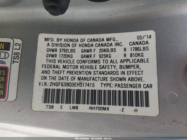 Honda Civic Ex-l 2014 2HGFG3B03EH517415 Image 9
