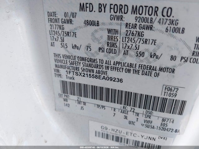 Aukcja sprzedaży 2008 Ford F-250 Fx4/lariat/xl/xlt, vin: 1FTSX21558EA09236, numer aukcji: 45359748