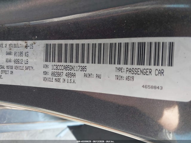 Aukcja sprzedaży 2016 Chrysler 200 Limited, vin: 1C3CCCAB5GN117385, numer aukcji: 45359829