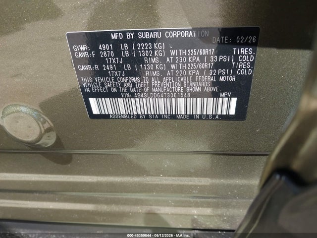 Продажа на аукционе авто 2026 Subaru Forester Premium, vin: 4S4SLDD64T3061548, номер лота: 45359844