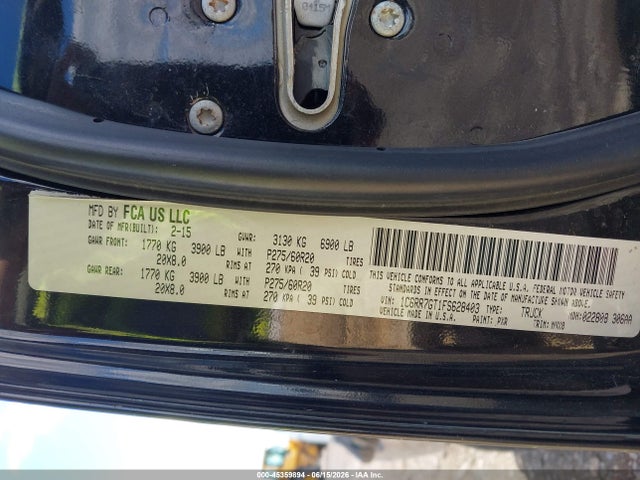 45359894 :رقم المزاد ، 1C6RR7GT1FS628403 vin ، 2015 Ram 1500 Outdoorsman مزاد بيع