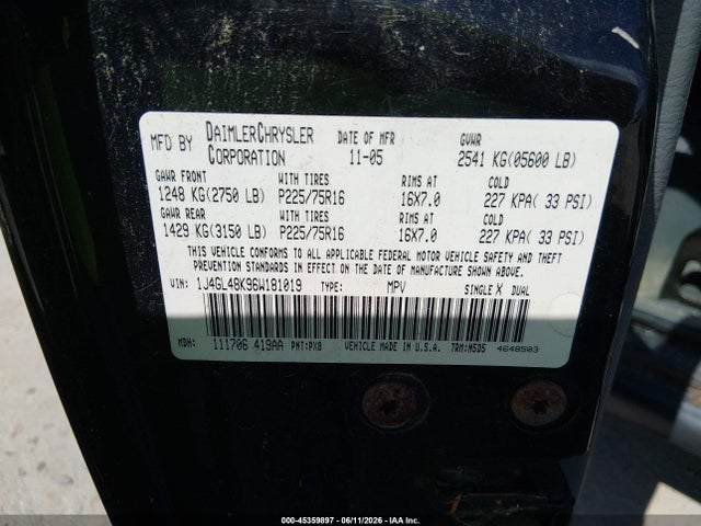 Aukcja sprzedaży 2006 Jeep Liberty Sport, vin: 1J4GL48K96W181019, numer aukcji: 45359897