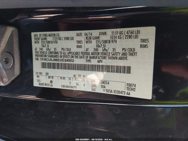 Ford Escape Titanium 2014 1FMCU0J96EUD24502 Image 9