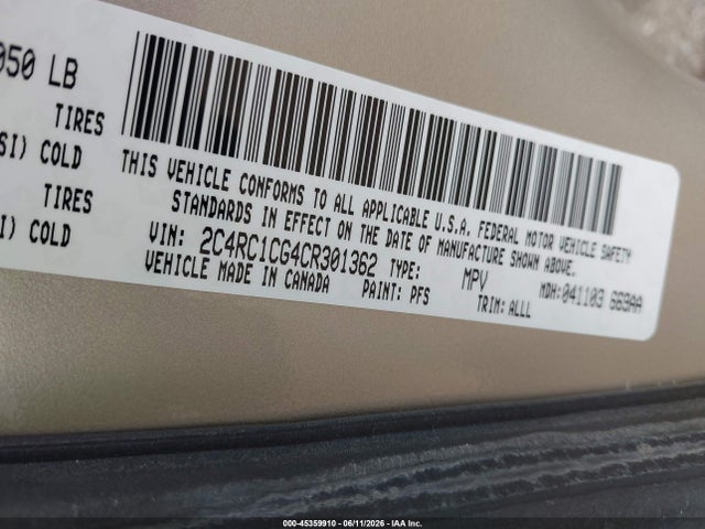 Продаж на аукціоні авто 2012 Chrysler Town & Country Touring-l, vin: 2C4RC1CG4CR301362, номер лоту: 45359910
