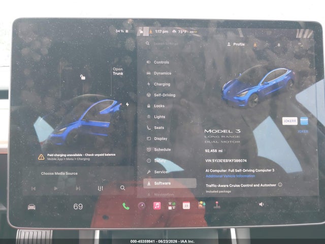 Продаж на аукціоні авто 2019 Tesla Model 3 Long Range/performance, vin: 5YJ3E1EB1KF386074, номер лоту: 45359941