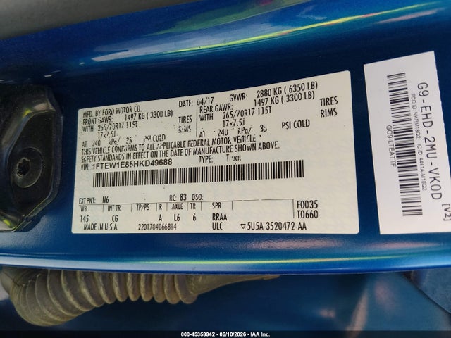 Ford F-150 Xl 2017 1FTEW1E88HKD49688 Image 9