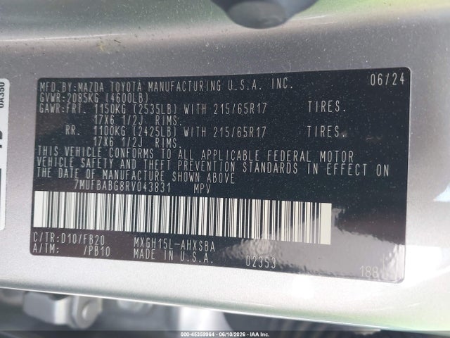 7MUFBABG8RV043831 Toyota Corolla Cross Hybrid Se