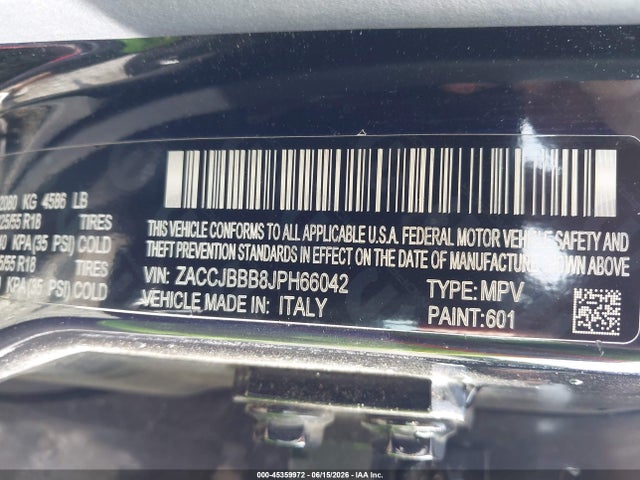 Aukcja sprzedaży 2018 Jeep Renegade Latitude 4x4, vin: ZACCJBBB8JPH66042, numer aukcji: 45359972