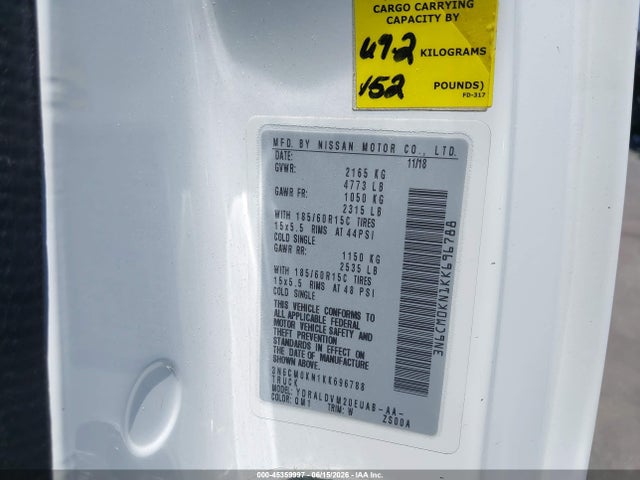 3N6CM0KN1KK696788 Nissan Nv200 S